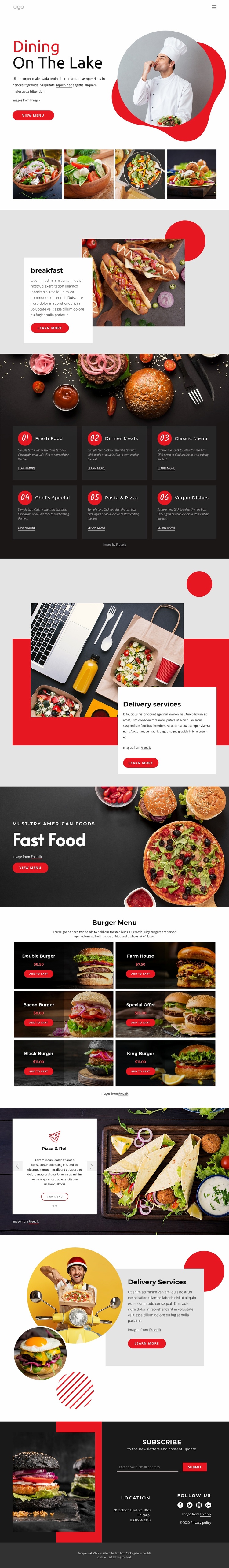 Dining on the lake Website Template