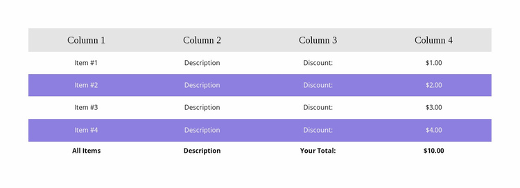 Colorful table Ecommerce Website Design