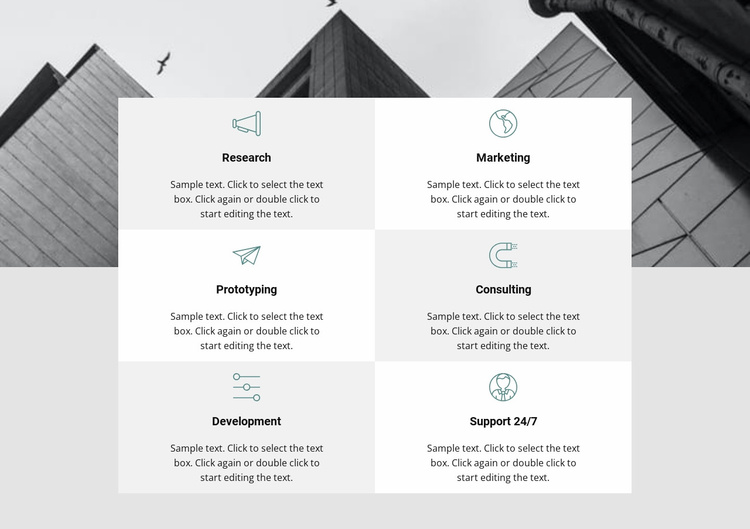 Six departments Landing Page