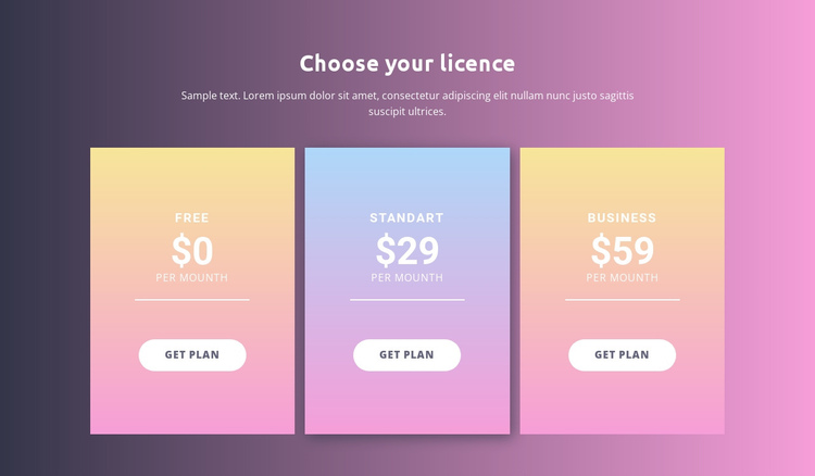 Choose licence One Page Template