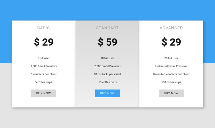 Our pricing One Page Template