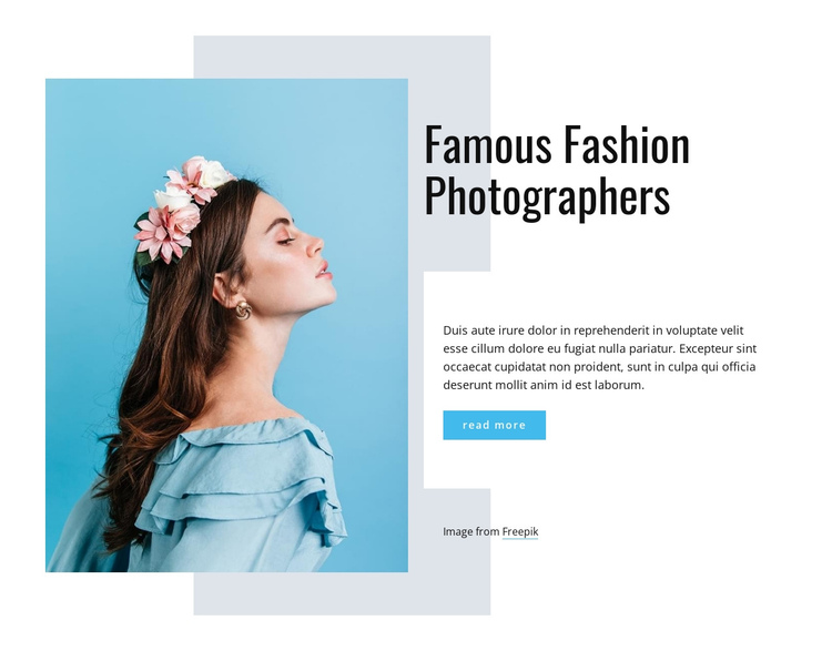 Famous fashion photographers One Page Template