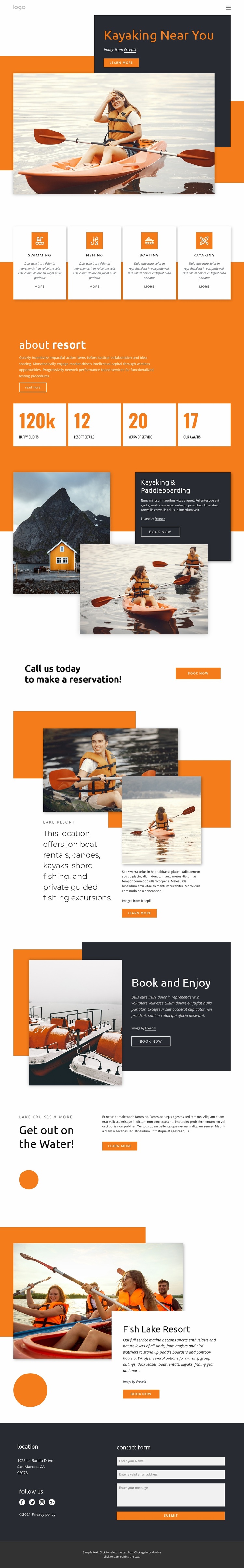 Canoeing and kayaking Website Design