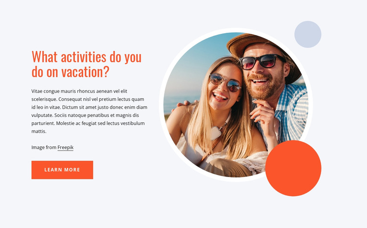 Things to do on vacation HTML5 Template