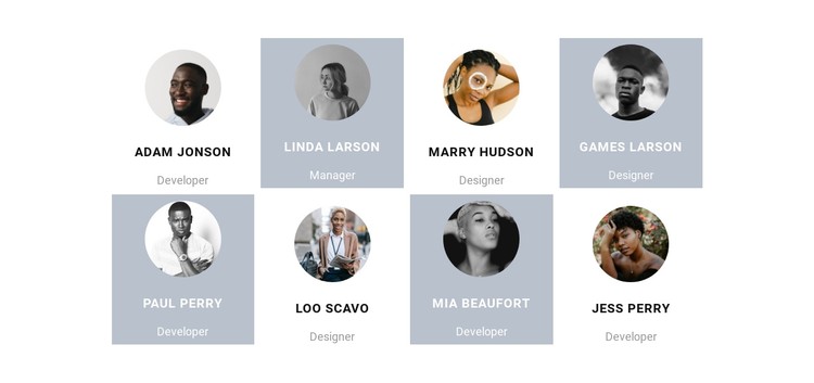 Eight people from the team CSS Template